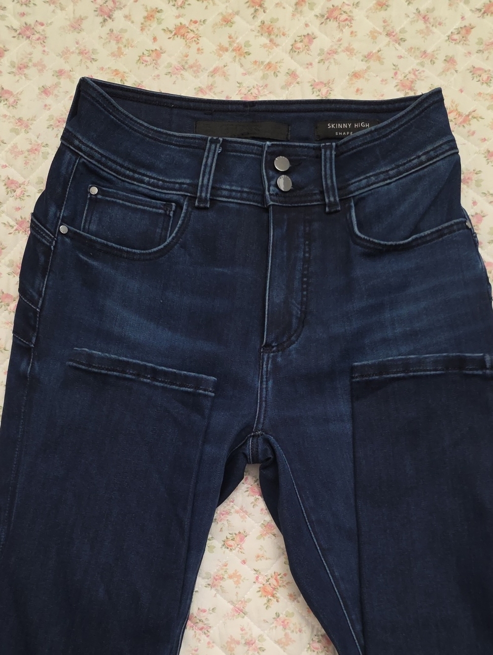 Guess Skinny High-Rise Shape Up Jeans - Dark Indigo Blue